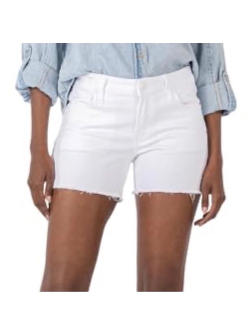 Kut from the Kloth White Gidget Fray Denim Cutoff Shorts Size 12
